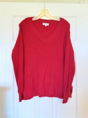 EE:some bright cherry red vneck ladies size medium womens sweater clothes top